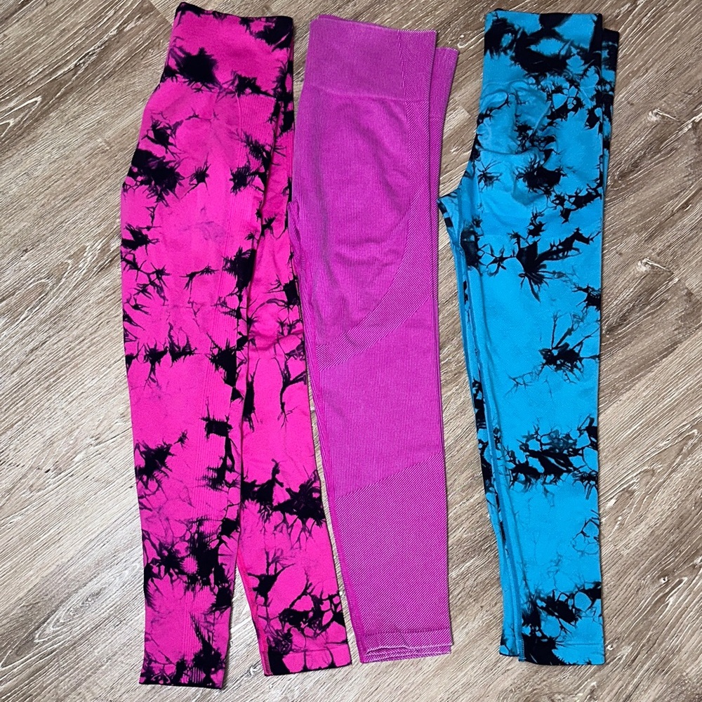 JoyLab Pink, Purple, and Blue Leggings Set